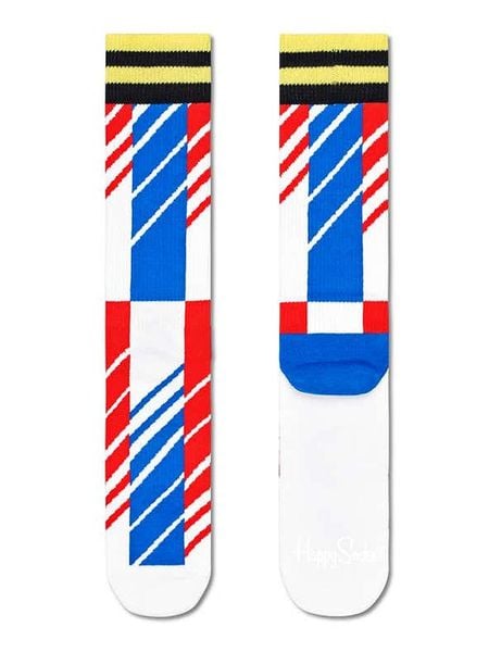 Happy Socks Skarpety "Scattered stripe" w kolorze biało-niebieskim rozmiar: 36-40. Białe skarpety Happy Socks, bez wzorów. Za 26.99 zł.