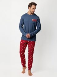 Disney Piżama "Disney" w kolorze granatowo-czerwonym rozmiar: L. Czerwone piżamy Disney, l, bez wzorów, z bawełny, bez ramiączek. Za 165.99 zł.