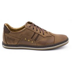 Polbut Buty męskie casual 1801 brązowe. Brązowe buty sportowe casual na jesień, bez wzorów, z jeansu, bez zapięcia. Za 319.69 zł.