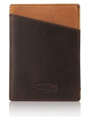 SPARWELL Skórzany portfel "Nixon" w kolorze brązowo-jasnobrązowym - 8 x 11 x 0,5 cm rozmiar: onesize. Brązowe portfele SPARWELL, bez wzorów, z materiału. Za 34.99 zł.