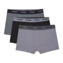 3PAK MESKIE BOKSERKI WRANGLER TRUNKS OLIVER CHARCOAL MARL/BLACK/POPPYSEED U5_22222_WRA. Czarne bokserki Wrangler, xl, bez wzorów. Za 79.99 zł.