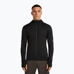 Bluza męska icebreaker Merino Blend 300 RealFleece Descender Zip Hoodie. Czarne bluzy Icebreaker, na zimę, m, bez wzorów, bez kaptura. Za 699.99 zł.