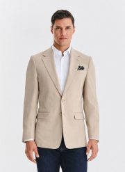 PAKO LORENTE – Beżowa marynarka męska. Brązowe garnitury Pako Lorente, na co dzień, m, bez wzorów, z elastanu. Za 799.99 zł.