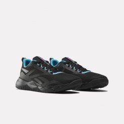 Buty sportowe męskie Reebok NFX Trainer przewiewne czarne (100202116). Czarne buty turystyczne Reebok, bez wzorów, z gumy, bez zapięcia, na fitness i siłownię. Za 209.00 zł.