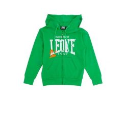 Bluza z kaptur na co dzień na siłownię. Zielone bluzy LEONE 1947 APPAREL, bez wzorów, z bawełny, bez kaptura. W wyprzedaży za 101.80 zł.