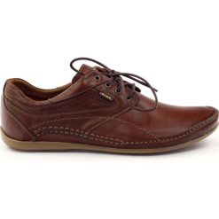 Brązowe Riko buty męskie półbuty casual 844. Brązowe eleganckie półbuty Riko, bez wzorów, ze skóry, bez obcasa, bez zapięcia. W wyprzedaży za 209.00 zł.