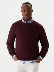 Tommy Hilfiger Sweter MW0MW33132 Bordowy Regular Fit. Czerwone swetry rozpinane Tommy Hilfiger, m, bez wzorów, z bawełny, bez kołnierzyka, bez ramiączek. Za 599.99 zł.
