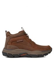 Skechers Trzewiki Respected Boswell 204454/CDB Brązowy. Brązowe botki sznurowane Skechers, bez wzorów, z materiału, bez obcasa, bez zapięcia. Za 379.99 zł.