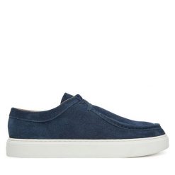 Półbuty Calvin Klein. Niebieskie eleganckie półbuty CALVIN KLEIN, bez wzorów, bez obcasa, bez zapięcia. Za 699.99 zł.