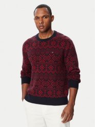 Tommy Hilfiger Sweter Fairisle MW0MW44815 Bordowy Regular Fit. Czerwone swetry rozpinane Tommy Hilfiger, m, bez wzorów, z bawełny, bez kołnierzyka, bez ramiączek. Za 569.99 zł.