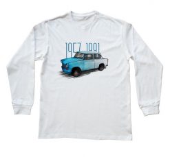 Trabant — bluzka z długim rękawem. Białe bluzki z długim rękawem nikiniki, m, bez wzorów, z bawełny, bez kołnierzyka, bez ramiączek. W wyprzedaży za 75.65 zł.