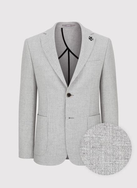 PAKO LORENTE – Szara marynarka casualowa o widocznej fakturze. Szare garnitury Pako Lorente, na co dzień, bez wzorów, z wełny. Za 499.99 zł.