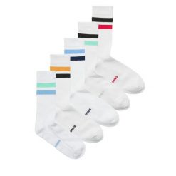 Zestaw 5 par wysokich skarpet męskich Jack&Jones. Białe skarpety Jack&Jones, bez wzorów. Za 49.99 zł.