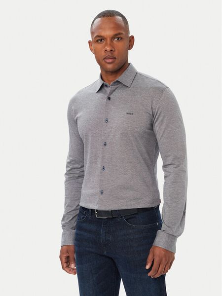 BOSS Koszula Mysoft 50519748 Niebieski Slim Fit. Niebieskie koszule Boss, m, bez wzorów, z bawełny, bez kołnierzyka, bez ramiączek. Za 499.99 zł.