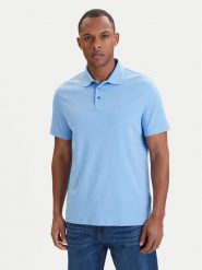 Calvin Klein Polo LV04LB276G Błękitny Regular Fit. Niebieskie koszulki polo CALVIN KLEIN, m, bez wzorów, z bawełny, bez kołnierzyka, bez ramiączek. Za 329.99 zł.