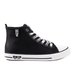 Czarne wysokie trampki męskie Big star KK174346. Czarne trampki m, bez wzorów, bez zapięcia. Za 230.27 zł.