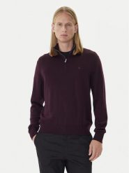 Calvin Klein Sweter LV04LD318G Bordowy Regular Fit. Czerwone swetry rozpinane CALVIN KLEIN, m, bez wzorów, z wełny, bez kołnierzyka, bez ramiączek. Za 539.99 zł.