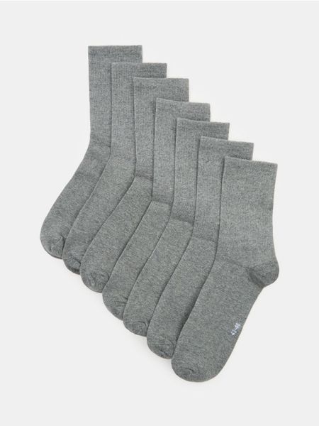 Długie skarpetki OEKO-TEX 7 pack - szary. Szare skarpety Sinsay, bez wzorów. Za 22.99 zł.