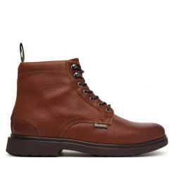 Trzewiki Barbour. Brązowe botki sznurowane Barbour, bez wzorów, bez obcasa, bez zapięcia. Za 879.99 zł.