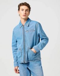 MESKA KURTKA WRANGLER RODEO UTILITY JACKET BOHEMIAN BLUE 112362738. Niebieskie kurtki Wrangler, m, bez wzorów, z jeansu, bez kaptura. Za 299.99 zł.