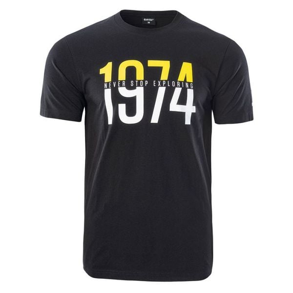 Koszulka męska Hi-Tec Rolic - czarna, Rozmiar XL. Czarne t-shirty Hi-tec, m, bez wzorów, z bawełny, bez kołnierzyka, bez ramiączek. Za 34.99 zł.