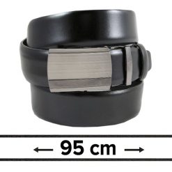 Pasek Czarny do Spodni 95 cm, Automatyczna Klamra, Skórzany, Elegancki -VICTORIO. Czarne paski Victorio, bez wzorów, ze skóry, eleganckie. Za 99.00 zł.