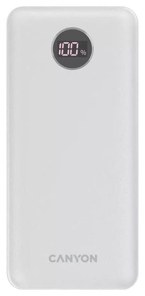 Canyon PB-2002 LED 20000 mAh PD 20W QC 3.0 biały. Białe powerbanki . Za 99.90 zł.