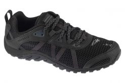 Buty trekkingowe męskie, Maipo Explorer Aerosport. Czarne buty turystyczne Merrell, bez wzorów, z materiału, przed kostkę, bez zapięcia, trekkingowe. Za 399.99 zł.