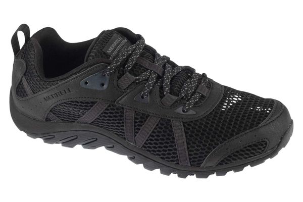 Buty trekkingowe męskie, Maipo Explorer Aerosport. Czarne buty turystyczne Merrell, bez wzorów, z materiału, przed kostkę, bez zapięcia, trekkingowe. Za 399.99 zł.
