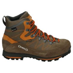 Buty trekkingowe dla dorosłych Aku Trekker Lite III Wide Gore-Tex. Brązowe trekkingi Aku, bez wzorów, z gore-texu, bez zapięcia. Za 568.70 zł.