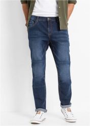 Jeansy regular fit, tapered w wygodnym fasonie. Niebieskie jeansy bonprix, m, z obniżonym stanem. Za 147.99 zł.