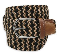 Pasek Elastyczny, Pleciony, Beżowo-Czarny, do Spodni, Casualowy, Parciany -ALTIES. Brązowe paski Alties, bez wzorów, z elastanu. Za 59.00 zł.