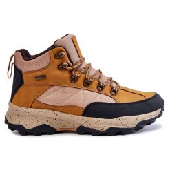 Męskie Buty Trekkingowe Ocieplane Cross Jeans KK1R4020C Camel brązowe. Brązowe trekkingi bez wzorów, z jeansu, bez zapięcia. Za 361.10 zł.