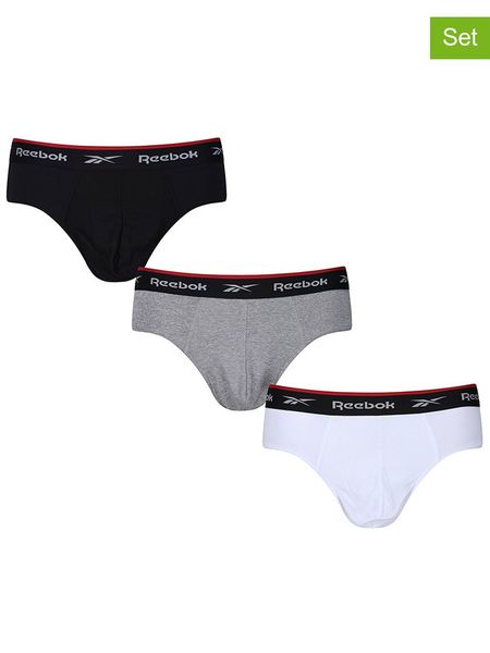 Reebok Slipy (3 pary) "Wiggins" w kolorze czarnym, szarym i białym rozmiar: L. Białe slipki Reebok, l, bez wzorów. Za 65.38 zł.