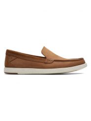 Clarks Skórzane mokasyny "Bratton" w kolorze jasnobrązowym rozmiar: 45. Brązowe botki sznurowane Clarks, bez wzorów, z nubiku, bez obcasa, bez zapięcia. Za 199.03 zł.