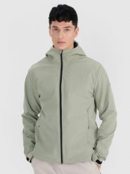 4F Kurtka softshell wiatroodporna membrana 5000 męska - oliwkowa/khaki M. Brązowe kurtki 4F, m, bez wzorów, z dzianiny, z kapturem. W wyprzedaży za 199.99 zł.