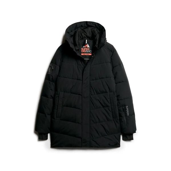 Kurtka puchowa w romby Superdry City. Czarne kurtki Superdry, na zimę, s, bez wzorów, z materiału, bez kaptura. Za 850.65 zł.