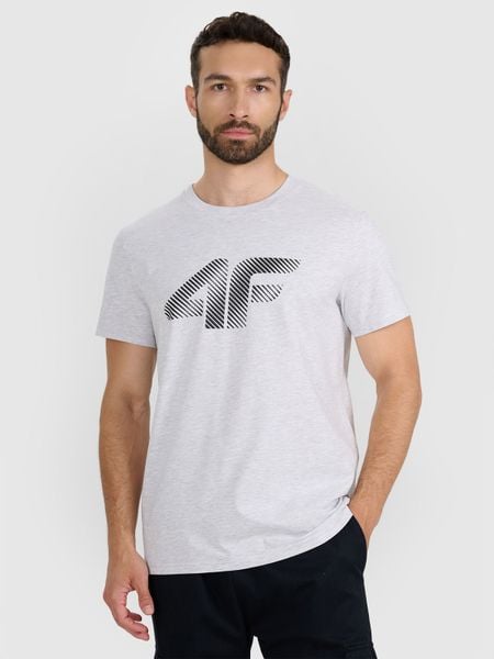 4F T-shirt regular z nadrukiem męski - szary 3XL. Szare t-shirty 4F, m, bez wzorów, z bawełny, bez kołnierzyka, bez ramiączek. Za 59.99 zł.