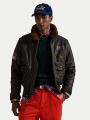 Polo Ralph Lauren Kurtka skórzana 710945492001 Brązowy Regular Fit. Brązowe kurtki Polo Ralph Lauren, m, bez wzorów, ze skóry, bez kaptura. Za 5,999.00 zł.
