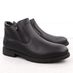 Trzewiki buty męskie sztyblety ocieplane czarne Man's Style WS-002. Czarne sztyblety Atletico, bez wzorów, ze skóry ekologicznej, bez obcasa, bez zapięcia. Za 113.99 zł.