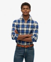 Superdry Koszula Vintage Lumberjack 100% bawełna Rodrick Check Blue. Niebieskie koszule Superdry, m, bez wzorów, z bawełny, bez kołnierzyka, bez ramiączek. Za 301.15 zł.
