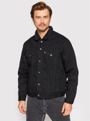Levi's® Kurtka jeansowa Type III Sherpa 16365-0100 Czarny Regular Fit. Czarne kurtki m, bez wzorów, z bawełny, bez kaptura. Za 419.99 zł.