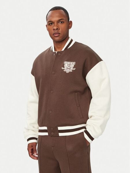 Guess Kurtka bomber Z6YL07 K5007 Brązowy Regular Fit. Brązowe kurtki Guess, m, z aplikacjami, z syntetyku, bez kaptura. Za 614.99 zł.