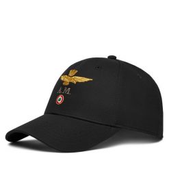 Czapka z daszkiem Aeronautica Militare. Czarne czapki z daszkiem Aeronautica Militare, bez wzorów. Za 189.99 zł.