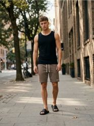 Szorty slim - brązowy. Brązowe krótkie spodenki sportowe Sinsay, l, bez wzorów. W wyprzedaży za 19.99 zł.