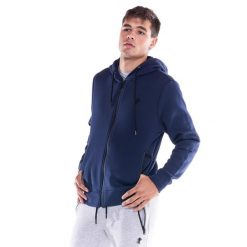 Bluza z kaptur na outdoor na co dzień. Niebieskie bluzy LEONE 1947 APPAREL, bez wzorów, bez zapięcia. Za 147.31 zł.