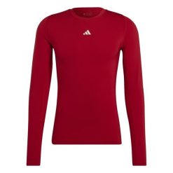 Koszulka męska adidas Techfit Aeroready Long Sleeve Tee. Czerwone bielizna termoaktywna Adidas, m, bez wzorów, bez ramiączek, do piłki nożnej. Za 129.00 zł.