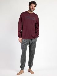 Admas Piżama "Stay at home" w kolorze bordowo-czarnym rozmiar: S. Czarne piżamy admas, s, bez wzorów, z bawełny, bez ramiączek. Za 130.99 zł.