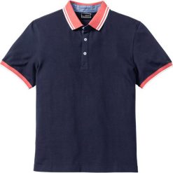 Shirt polo z kontrastowym kołnierzykiem bonprix ciemnoniebieski. Bezrękawniki bonprix. Za 44.99 zł.