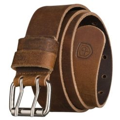 Skórzany, szeroki pasek męski w jasnobrązowym kolorze z klasyczną, podwójną klamrą Peterson PTN LTEO-05-TAN. Brązowe paski Peterson, bez wzorów, klasyczne. Za 59.99 zł.